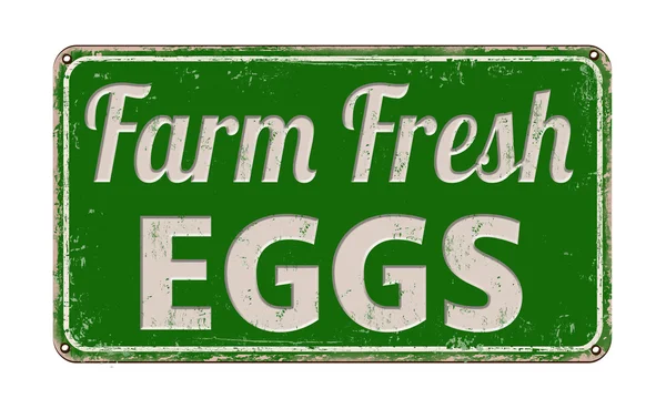Bauernhof frische Eier rostiges Metallschild — Stockvektor