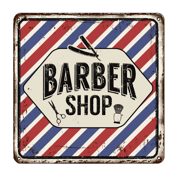 Barber shop zardzewiały metal znak — Wektor stockowy