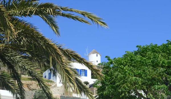 Windmolen in eiland mykonos, Griekenland — Stockfoto
