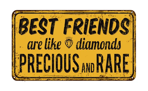 Meilleurs amis sont comme diamants précieux et rare signe rétro métal — Image vectorielle