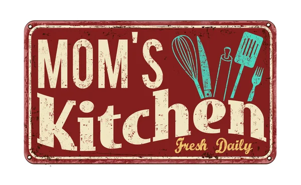 Mama 's kitchen na vintage zardzewiały metal znak — Wektor stockowy