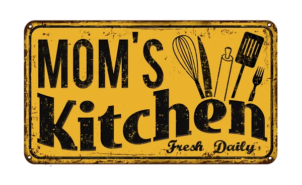 Mom's kitchen on vintage rusty metal sign — Stock Vector