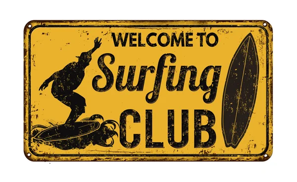 Surfing club vintage zardzewiały metal znak — Wektor stockowy