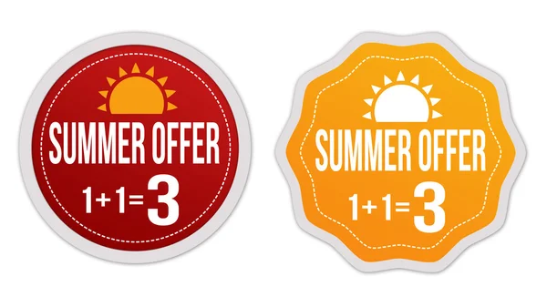 Summer offer buy two get one free stickers or signs — Stock Vector