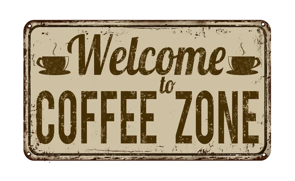 Bienvenido a la zona de café signo de metal vintage — Archivo Imágenes Vectoriales