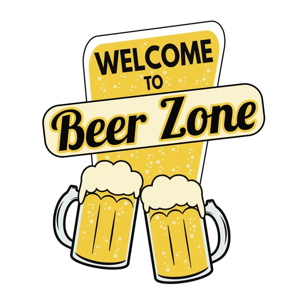 Bem-vindo ao rótulo ou sinal da zona de cerveja — Vetor de Stock