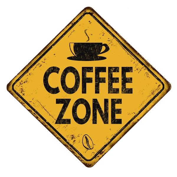 コーヒー ゾーン ヴィンテージ黄色の道路標識 — ストックベクタ