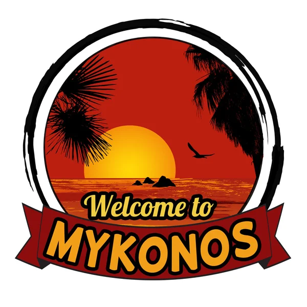 Bienvenido a Mykonos signo — Vector de stock