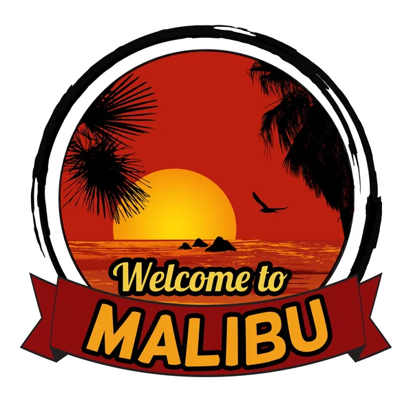 Selamat datang di Malibu sign - Stok Vektor