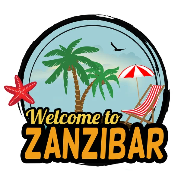 Selamat datang di Zanzibar tanda - Stok Vektor