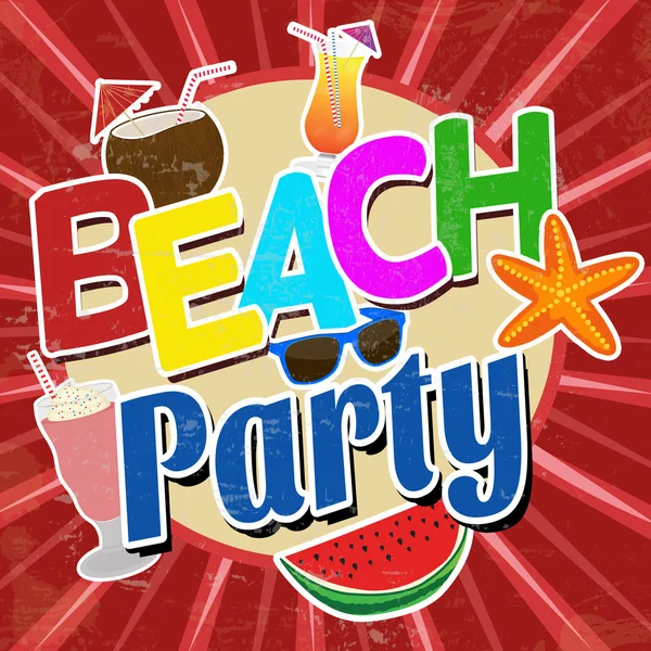 Beach party vintage  poster — Stock Vector