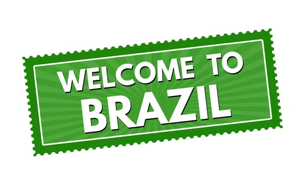 Welcome to Brazil travel sticker or stamp — Stock Vector