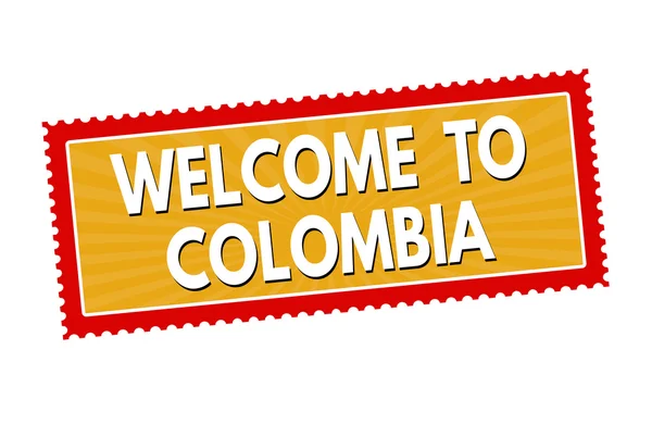 Benvenuti in Colombia adesivo o timbro — Vettoriale Stock