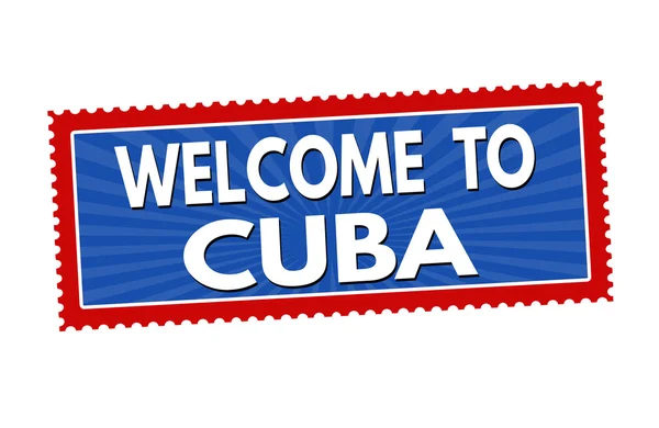 Bienvenue à Cuba autocollant ou timbre — Image vectorielle