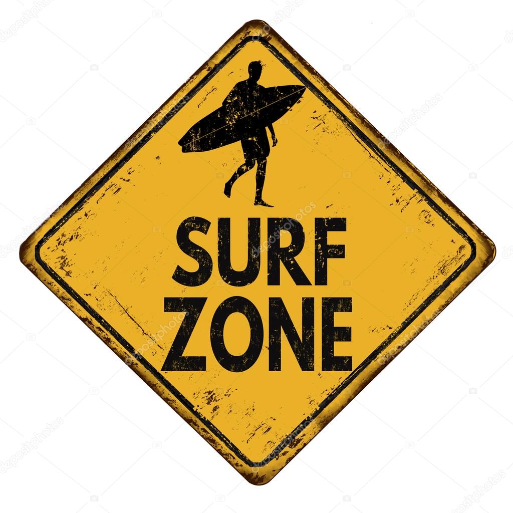 Surf zone vintage metal sign Stock Vector by ©roxanabalint 116980952