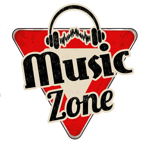 Muziek zone vintage metalen teken — Stockvector