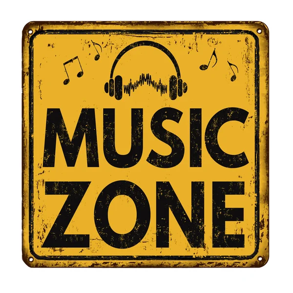 Music zone vintage metal sign — Stock Vector