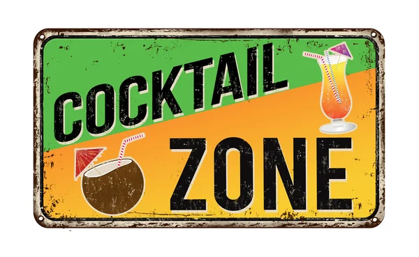 Cocktail zone vintage metal sign — Stock Vector