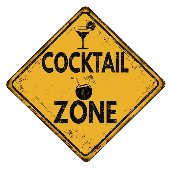 Cocktail zone vintage road metal sign — Stockvector