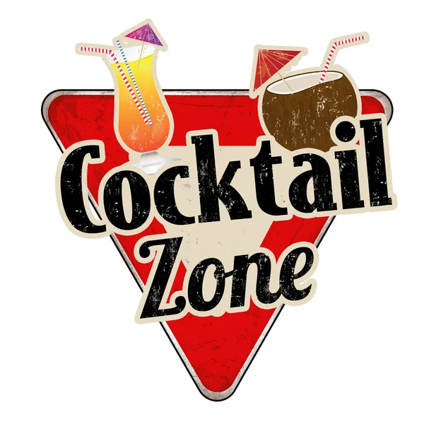 Cocktail zone vintage metal sign — Stock Vector