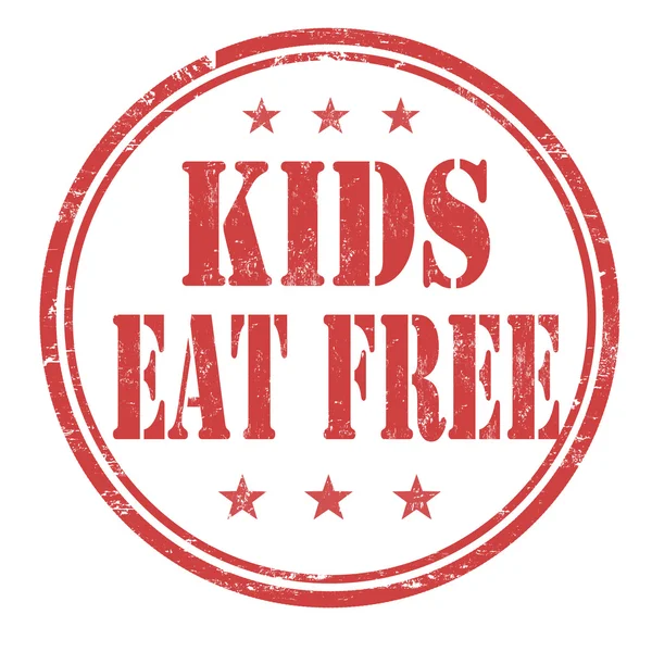Los niños comen sello gratis — Vector de stock