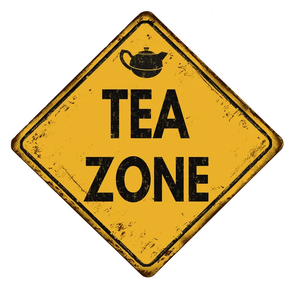 Винтажный металлический знак чайной зоны — стоковый вектор