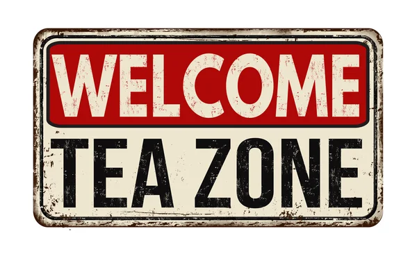 Señal de metal vintage de zona de té Welcome — Archivo Imágenes Vectoriales