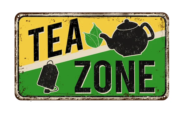 Zone thé vintage signe métallique — Image vectorielle