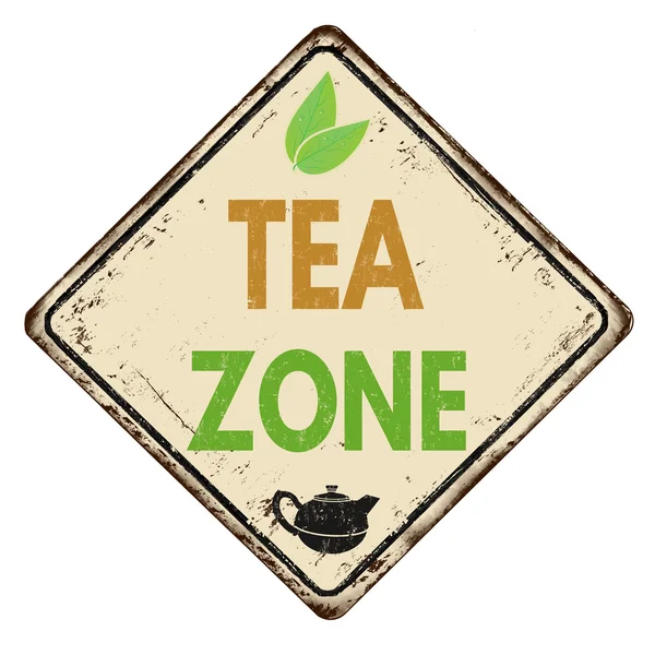 Tea zone vintage metal sign — Stock Vector