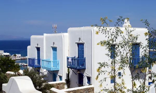 Beautiful architecture building exterior on Mykonos island, Greece — Stock Photo, Image