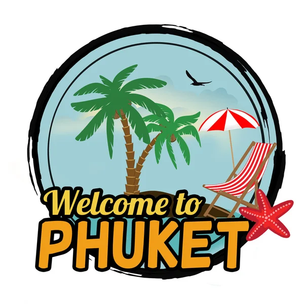Welkom bij Phuket stempel — Stockvector