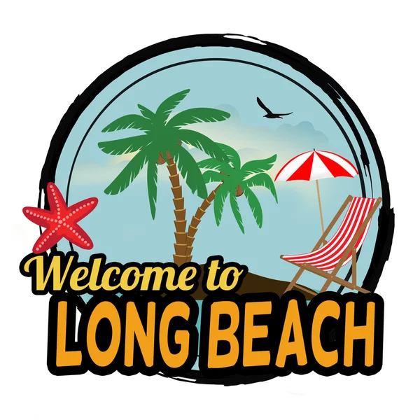 Üdvözöljük bélyegző Long Beach — Stock Vector