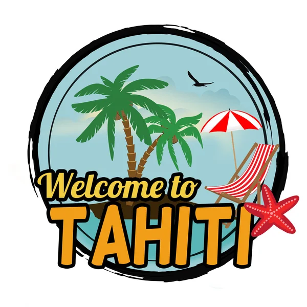 에 오신 것을 환영 합니다 타히티 스탬프 — 스톡 벡터