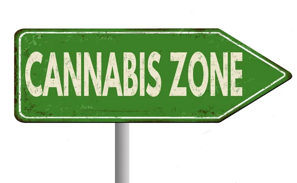 Cannabis zone vintage metal sign — Stock Vector