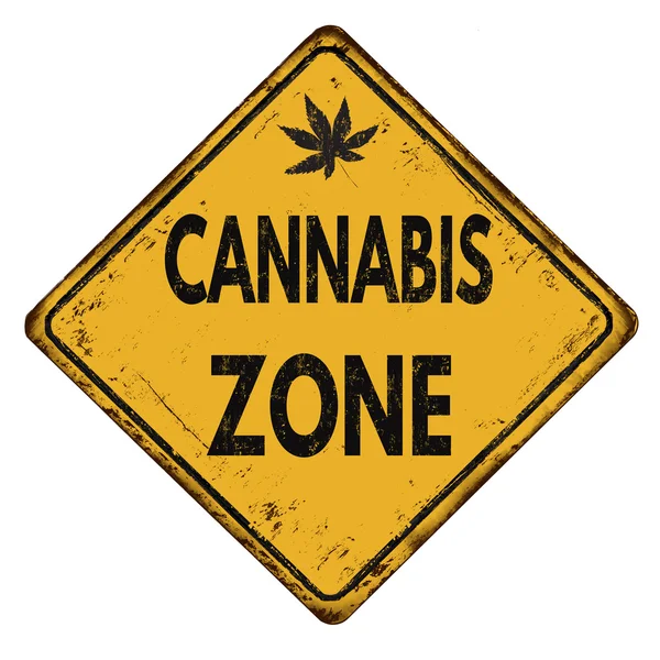 Cannabis zone vintage metal sign — Stock Vector