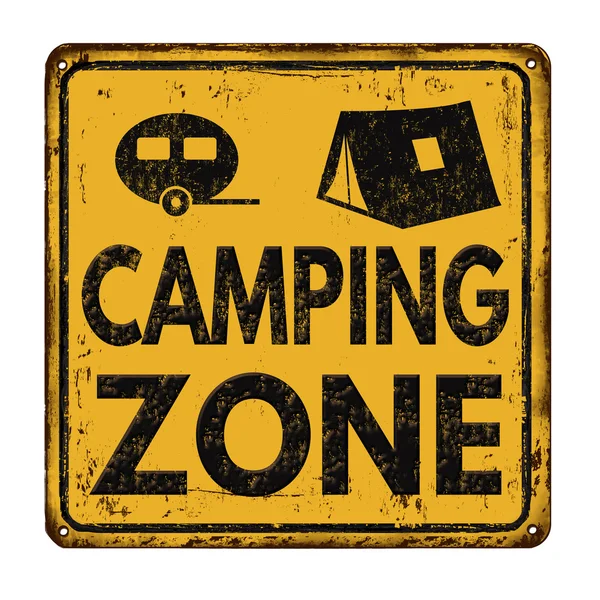 Camping zone vintage metal sign — Stock Vector