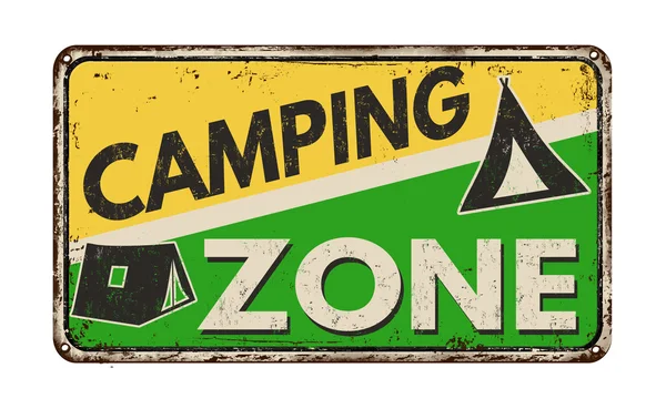 Señal de metal vintage zona de camping — Vector de stock