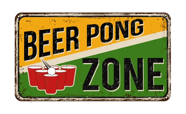 Beer pong strefy vintage metalowy znak — Wektor stockowy