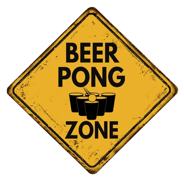 Birra pong zona metallo vintage segno — Vettoriale Stock