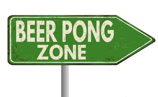 Cerveja pong zona estrada metal sinal — Vetor de Stock