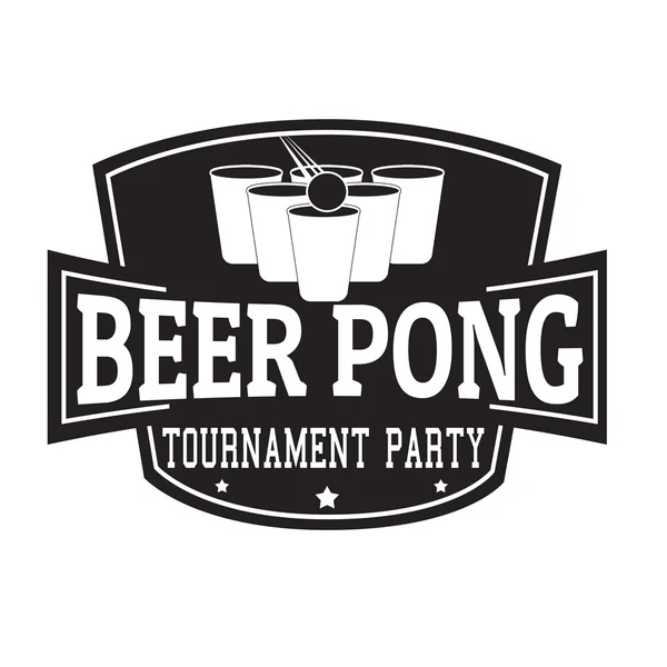 Torneo de pong de cerveza, etiqueta de fiesta o sello — Vector de stock