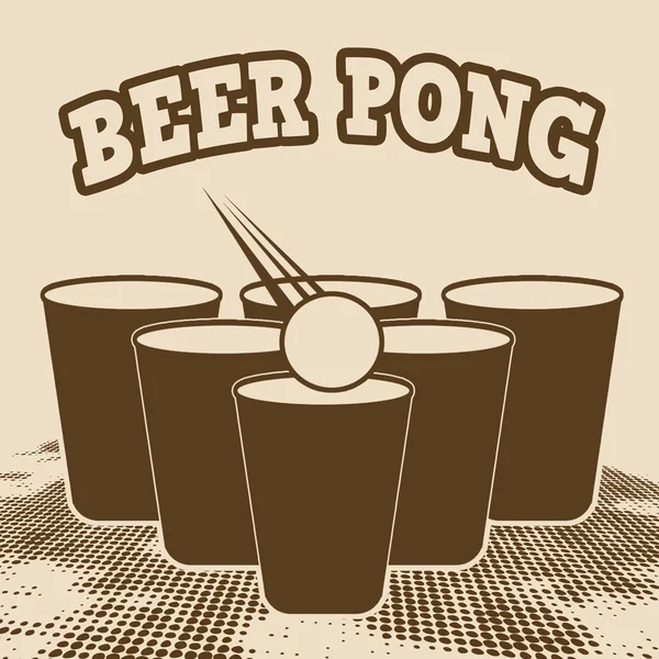 Bier pong poster over retro stijl — Stockvector