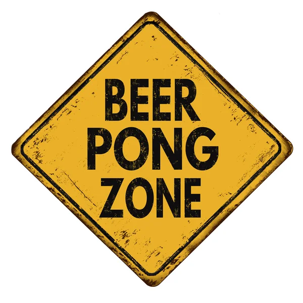 Birra pong zona metallo vintage segno — Vettoriale Stock