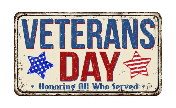 Veterans day vintage metall skylt — Stock vektor