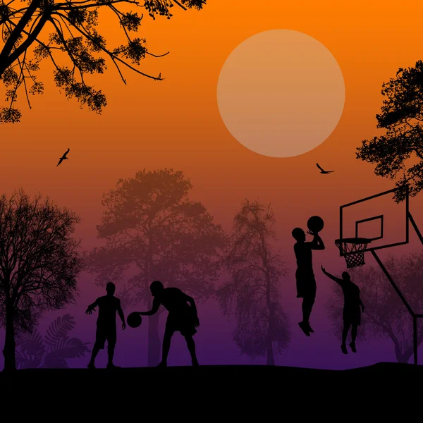 Urban basketball on city park — Stock Vector