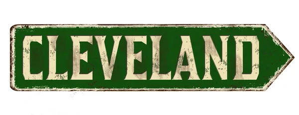 Cartel Metálico Oxidado Cleveland Vintage Sobre Fondo Blanco Ilustración Vectorial — Vector de stock