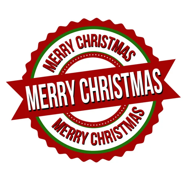 Joyeux Noël Étiquette Autocollant Sur Fond Blanc Illustration Vectorielle — Image vectorielle