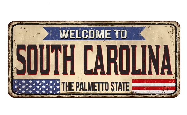 Willkommen South Carolina Vintage Rostiges Metallschild Auf Weißem Hintergrund Vektorillustration — Stockvektor