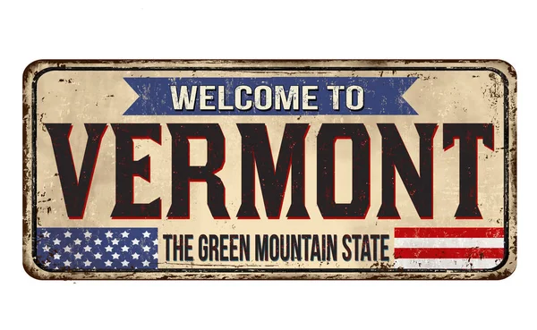 Welcome Vermont Vintage Rusty Metal Sign White Background Vector Illustration — Stock Vector