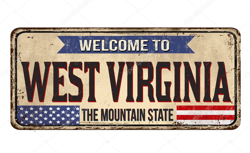 West Virginia vintage rusty metal sign on a white background, vector illustration